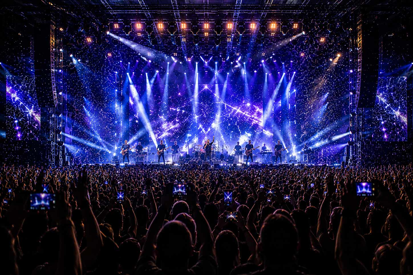 Stage lighting with concert atmosphere and live audience energy